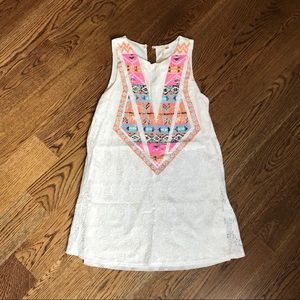 White Lace Dress with Colored Accent